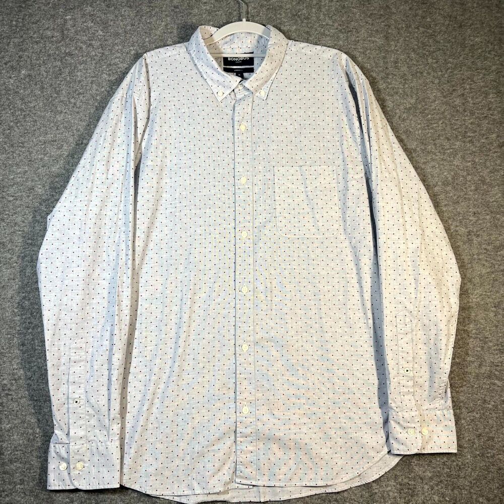Bonobos Shirt Mens XL Red Dots Button Up Long Sleeve Stretch Standard Fit